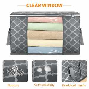 Extra <b>Large</b> Clothes <b>Storage</b> <b>Bags</b> Foldable Blanket <b>Storage</b> and Organization with Reinforced Handles & Zippers for Clothing - Product Image 3