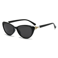 Lunettes de soleil œil de chat pour femmes, monture à imprimé floral, nœud perlé, décor en strass, verres roses dégradés, UV400, élégantes et tendance