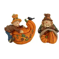 Thanksgiving harvest resin pumpkin scarecrow boy&girl pumpkin holiday holloween crafts