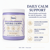 Friandises à Mâcher Apaisantes pour Chiens et Chats – Soulagement de l'Anxiété avec Graines de Jujube, Lys et Lécithine – Formule Sûre pour la Relaxation – Vente en Gros