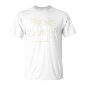 T-shirt graphique avec palmiers de Cancun, Mexique, style vintage, blanc, pour hommes - Product Image 1