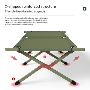 Alta qualità leggero metallo pieghevole lettino portatile moderno telaio in acciaio letto barella <span class=keywords><strong>per</strong></span> camera da letto campeggio all'aperto - Product Image 5
