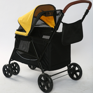 Çin tedarikçisi bir düğme kat köpek arabası 4 tekerlekler evcil hayvan arabası orta köpekler için 30kg kadar asılı çanta ile - Product Image 4