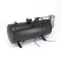 Kit Klakson Udara Kereta 12V 4-Terompet 150 psi 130dB Tweeter Tangki Besi Hitam untuk Modifikasi/Peningkatan Mobil Truk Kapal Perahu SUV Van Lori