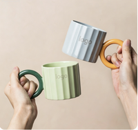 Nouvelle tasse à lait en porcelaine émaillée mate New Nordic Circle 380 ml, réutilisable, écologique, en céramique, avec poignée, pour la maison et les voyages
