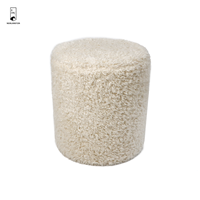 Pouf rond moderne en polaire Teddy, repose-pieds cylindrique pour salon