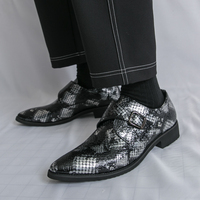 Herren PU-Leder Slipper Eleganter Business-Büro-Stil Monk-Schnalle Slip-On Modische Freizeitschuhe Herren Anzugschuhe