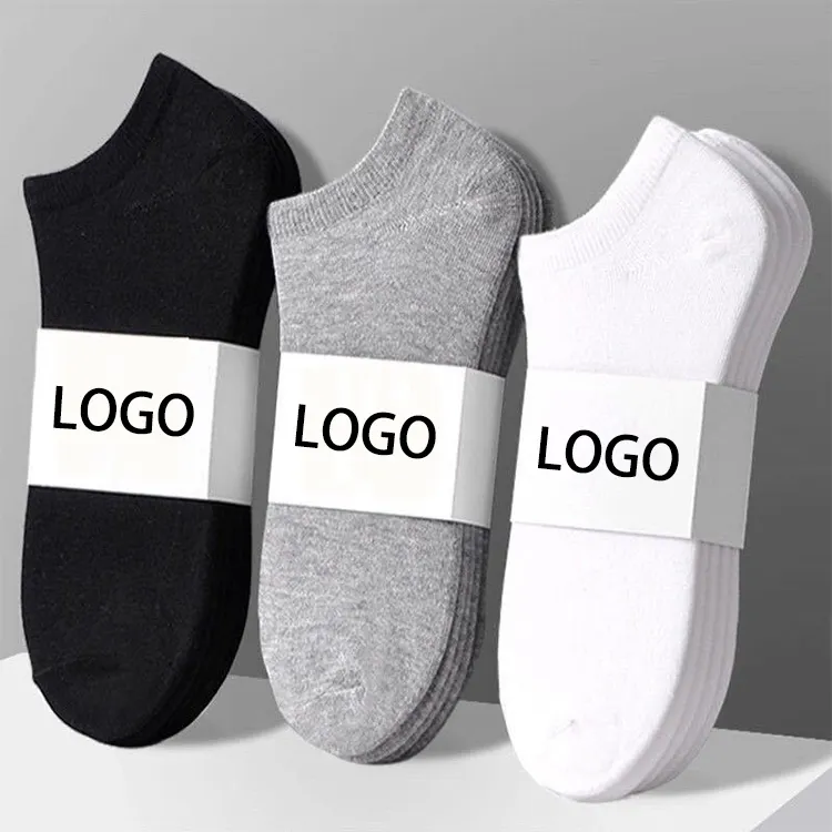 OEM service custom design ankle low-cut invisible socks pure cotton black business men ankle socks