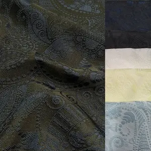 NAIS new polyester black with navy white blue abstract dot line sunflower embossed leaves designer brocade jacquard cloth fabric