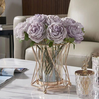 Vase à fleurs en verre et métal de style nordique, luxueux, pour fleurs séchées, décoration de salon, table, armoire à vin, ornement de décoration intérieure