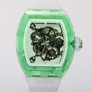 Nuevo Reloj de Lujo Moderno para Hombre, con Cristal de Zafiro Verde Claro Transparente, Esfera Abierta, Multifuncional, Automático, con Correa de Goma y Reserva de Marcha - Product Image 1