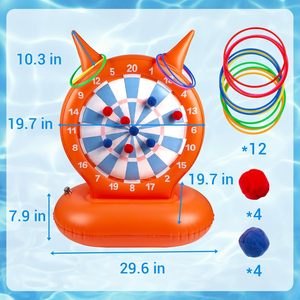 2-in-1 <b>Inflatable</b> Pool Dartboard & Ring Toss <b>Game</b> with Devil Horns - Product Image 5