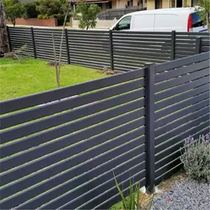 Modern bahçe güvenlik sistemi alüminyum tüp gizlilik çit panelleri siyah Metal çit