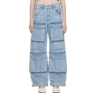 Nueva Llegada: Jeans Baggy de Algodón para Mujer, Estilo Boyfriend, Tallas Grandes, con Bolsillos Cargo, Lavado Azul - Product Image 4