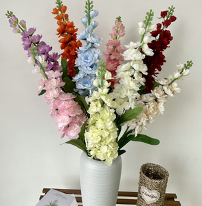 J-0605 di alta qualità a stelo singolo artificiale Delphinium fiori di seta Delphinium bianco alla rinfusa per la decorazione della casa di nozze - Product Image 2