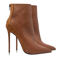 Bottines en daim cuir véritable avec peau de serpent, chaussures à talons aiguille pour femmes, souliers à talons aiguilles, vente en gros