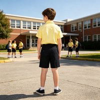 Shorts d'Uniforme Scolaire Personnalisés pour Garçons et Filles du Primaire, Taille Semi-Élastiquée, Pantalons Courts pour Étudiants