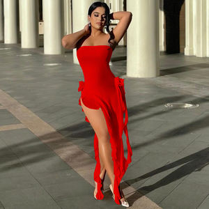 2023 nouveau Design noir Sexy ouvert hors épaule longs seins Tube Maxi robe - Product Image 5