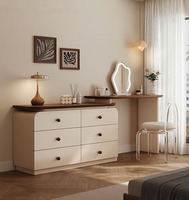 Coiffeuse de maquillage pour chambre à coucher avec commode rétractable à 6 tiroirs