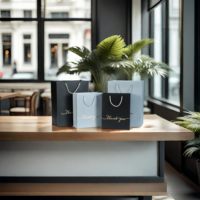 Bolsa de Papel Negra de Lujo con Impresión en Dorado para Negocios Minoristas, Boutiques, Bolsas de Regalo de Alta Calidad