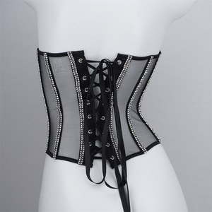 Korset Tubuh Ramping Seksi Segel Pinggang Renda Transparan Segel Pinggang Trendi Mode Wanita Rompi Rumbai Berlian Imitasi Berkilau Atasan Tabung - Product Image 5