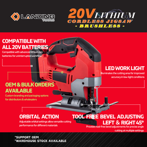 เครื่องเลื่อยจิ๊<span class=keywords><strong>ก</strong></span><span class=keywords><strong>ซอ</strong></span>ไร้สาย 20V รุ่น 511225 พร้อมแบตเตอรี่ Li-ion ฐานปรับได้ เปลี่ยนใบเลื่อยได้รวดเร็ว สำหรับงาน DIY ตัดไม้และโลหะ - Product Image 3