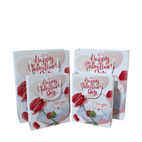 Sac cadeau en papier pour la Saint-Valentin, impression numérique, motif cœur rouge pailleté, pour fleuriste, carré, pour bouquet de fleurs, vente chaude