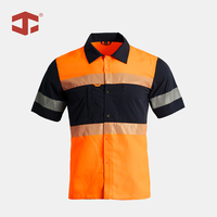 Chemise de sécurité haute visibilité JIADE pour homme, manches courtes, réfléchissante, avec poche zippée sur la poitrine, poche cachée, pour travaux de construction, été