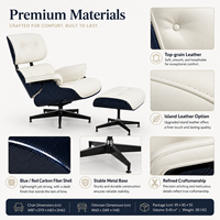 Fauteuil et ottoman en cuir style Ames avec coque en fibre de carbone pour réception et salon – Vente en gros, Fournisseur B2B, Personnalisation OEM