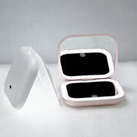 Miroir de maquillage LED portable avec lumière rechargeable, grossissement 2x, ultra-fin, populaire auprès des influenceurs en ligne