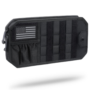 Organisateur de pare-soleil de voiture Molle, pochette de rangement, étui à lunettes, porte-notes, accessoires de voiture avec fermeture éclair et bandes élastiques pour pare-soleil - Product Image 1