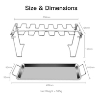Support vertical pour cuisses de poulet avec plateau de récupération des graisses, en acier inoxydable 430, pour four et barbecue, 12 emplacements
