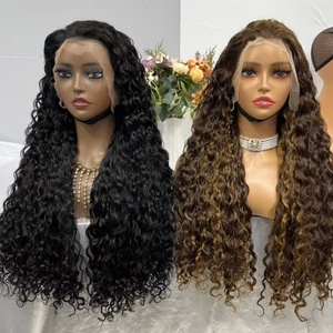 Peluca de Cabello Humano 100% Natural, con Frente de Encaje 13*4, Ondas de Agua, Cabello Virgen - Product Image 1