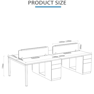 Meubles de bureau modernes, poste de travail informatique, bureau de travail pour 2, 4, 6 ou <span class=keywords><strong>8</strong></span> personnes - Product Image 2