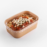 Récipient alimentaire jetable chinois ODM OEM de 500/650/750/1000ml, emballage multi-grilles en papier kraft pour restauration rapide, boîte en papier à emporter