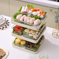 Nouveau support de rangement de cuisine rotatif multi-niveaux en aluminium écologique pour casseroles et vaisselle, avec compartiments en plastique pour le nettoyage de la vaisselle