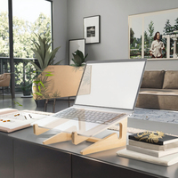 MY FAT GORILLA Nouveau support d'ordinateur portable en bois de bambou, rehausseur fixe avec moule exclusif pour ordinateur de bureau/PC - 10-15 pouces