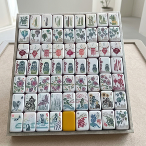Hand <b>Drawn</b> Illustrated American Mahjong Set | Custom <b>Art</b> Acrylic Tiles - Product Image 1