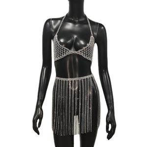 긴 섹시한 절묘한 브래지어 세트 라인 석 술 슬링 끈 팬티 패션 트렌드 과장된 가슴 체인 여성의 몸 허리 체인 - Product Image 5