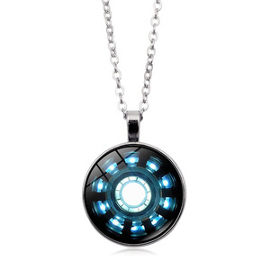 Collar de Moda con Diseño de Iron Man, con Colgante de Cristal de Tony <span class=keywords><strong>Stark</strong></span> en Cadena de Eslabones, Chapado en Cobre Antiguo, Hecho Principalmente de Aleación - Product Image 3