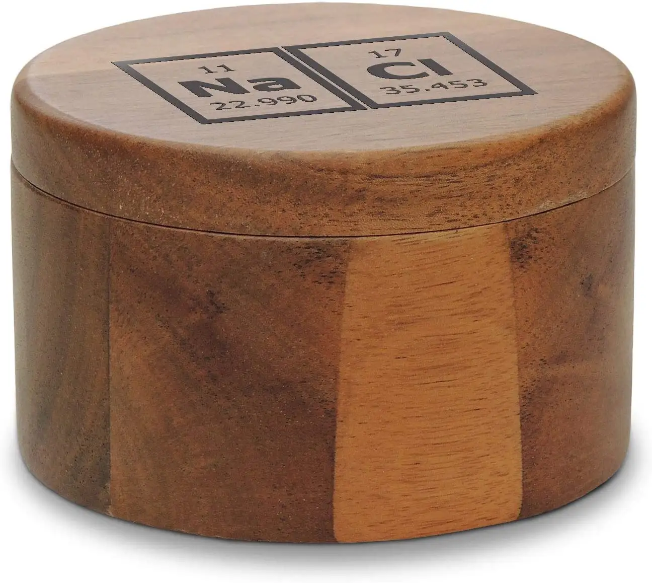 Caja de anillo de madera de Acacia, joyería redonda de lujo, propuesta
