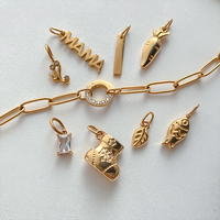 Pulsera de dijes DIY de acero inoxidable y oro de 14K para mujer, resistente al deslustre, personalizable con dijes de pez, zanahoria y Mamá