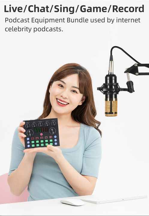 Condenser Microphone Set for PC Singing Game Youtube TikTok MIC Sound Card Live Recording Condenser Microphone Set