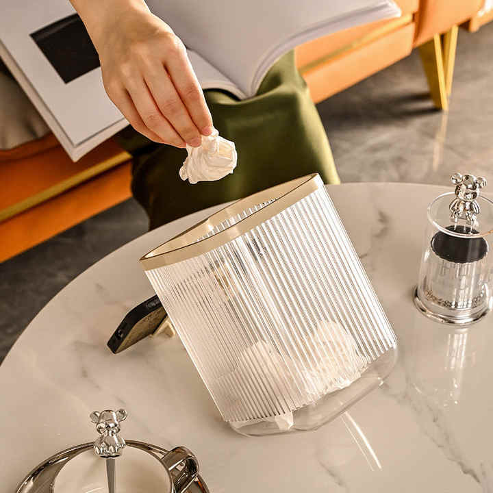 Transparent Desktop Square Mini Trash Can Table Storage Garbage Bin