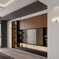 Lemari TV Modern Gantung Dinding MDF Melamin Kayu, Unit Panel Konsol untuk Kamar Tidur