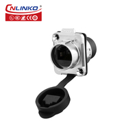 Connecteur femelle à bride métallique Cnlinko LP16 RJ45, étanche IP68, prise circulaire pour l'automatisation industrielle et les environnements difficiles