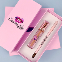 Coffrets Cadeaux Maquillage Cosmétiques Végans Haute Pigmentation Kit Rouge à Lèvres et Crayon à Lèvres Boîte Emballage Marques Privées