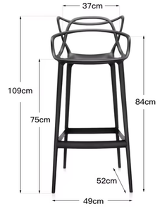 <span class=keywords><strong>Taburete</strong></span> de Bar de Estilo Nórdico con Respaldo en Cruz Altura de Mostrador Silla de Bar de <span class=keywords><strong>Polipropileno</strong></span> Negro para Tienda Pub Cafetería Hotel Oficina - Product Image 2