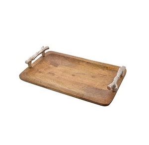 Wooden Serving Tray Rectangle Long Size Wooden Serving Tray Mango Wood Light Brown Food Decorative Handles Food Decorative Tray - Product Image 4