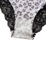 Nouvelle conception – Culotte bikini en dentelle sans couture en soie glacée tricotée à imprimé léopard pour femme – Sous-vêtement respirant style quotidien à taille haute